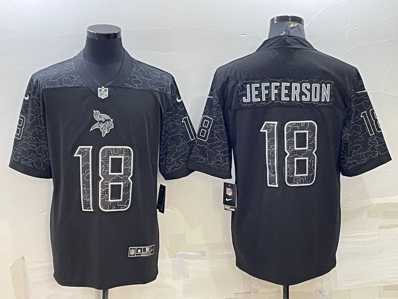 Men Minnesota Vikings #18 Jefferson Black Reflector 2022 Nike Limited NFL Jersey->women nfl jersey->Women Jersey